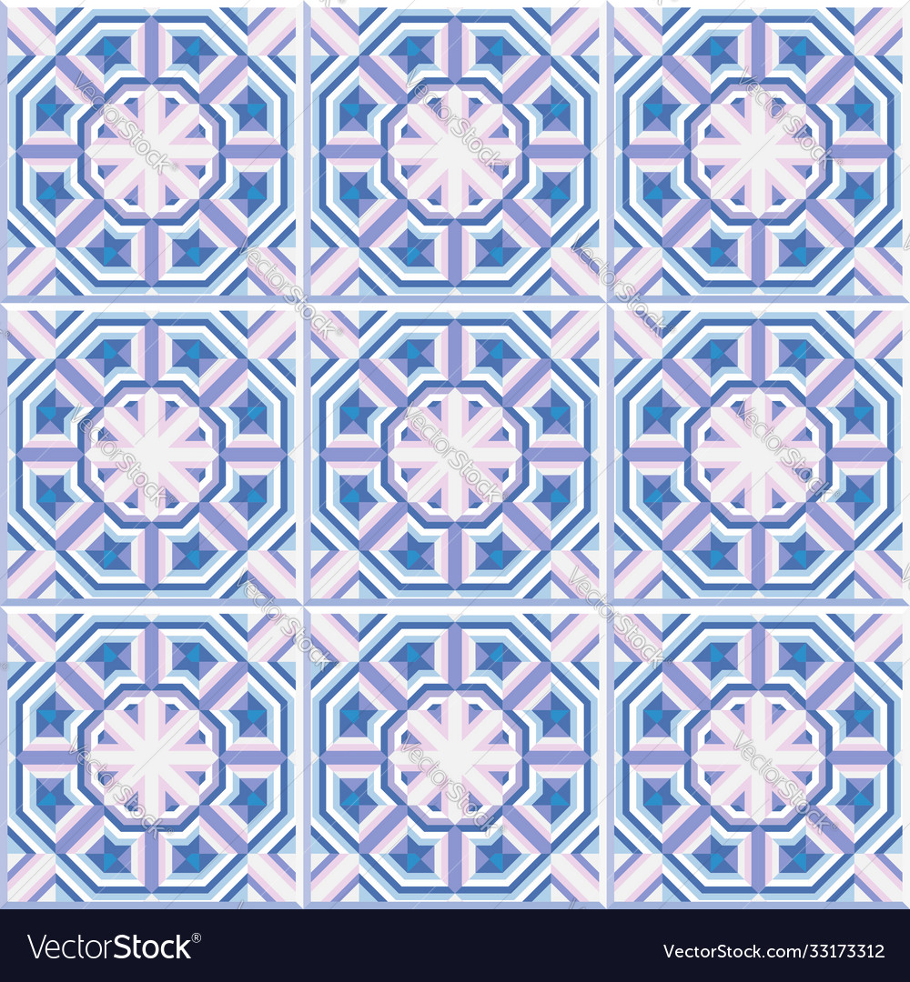 Portuguese floor tiles design seamless pattern