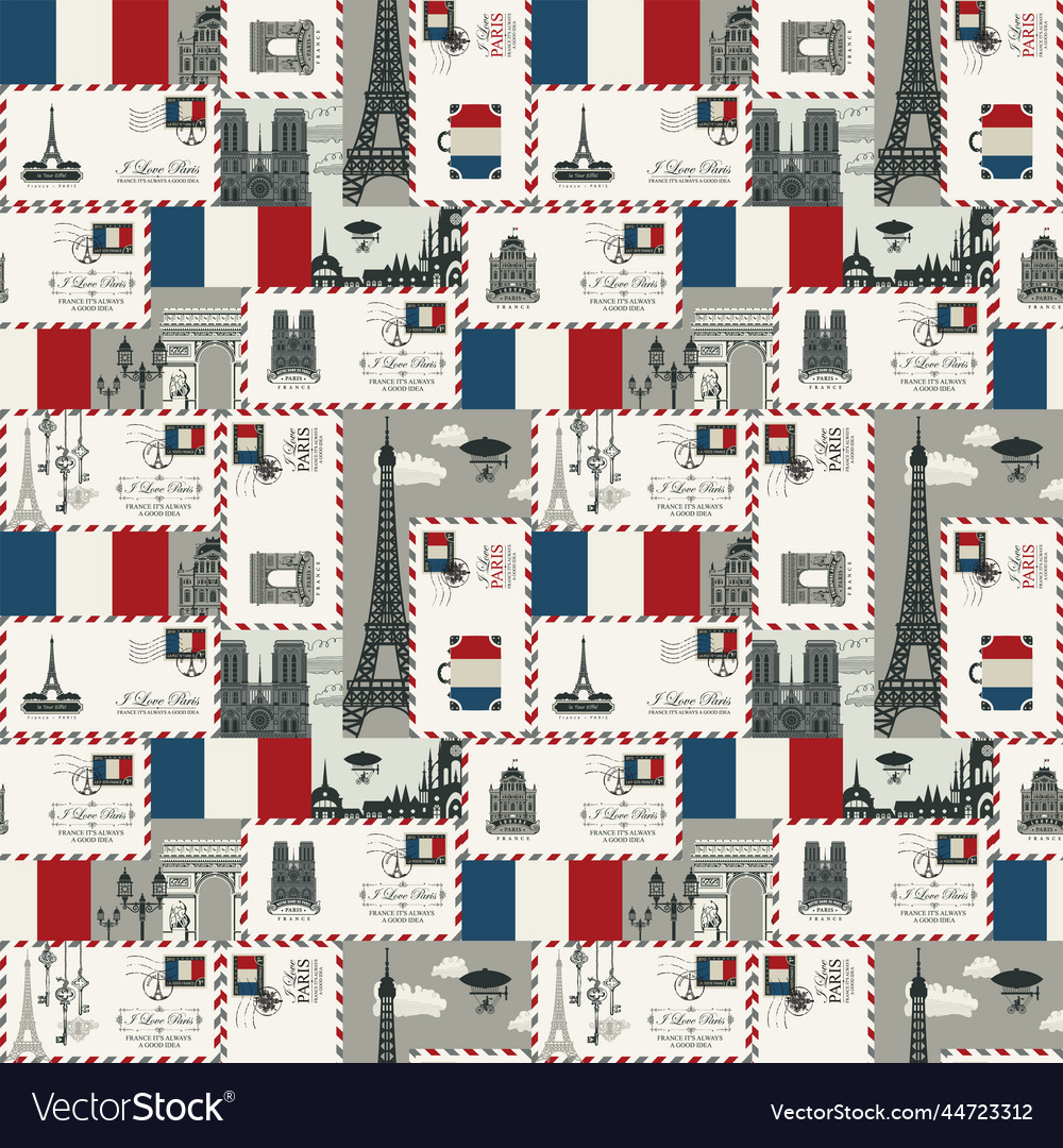 Seamless background on france and paris theme Vector Image