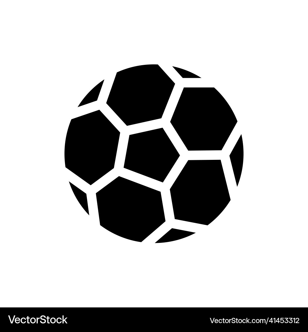 Soccer ball icon flat in black on white Royalty Free Vector