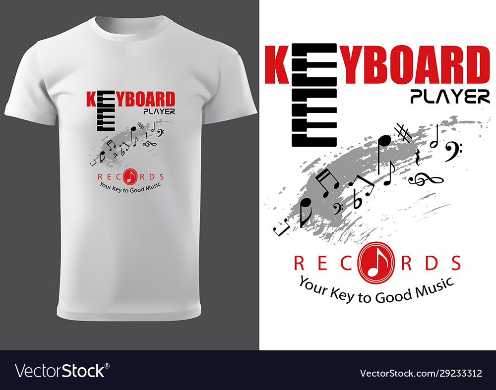 T-shirt design with piano keyboard