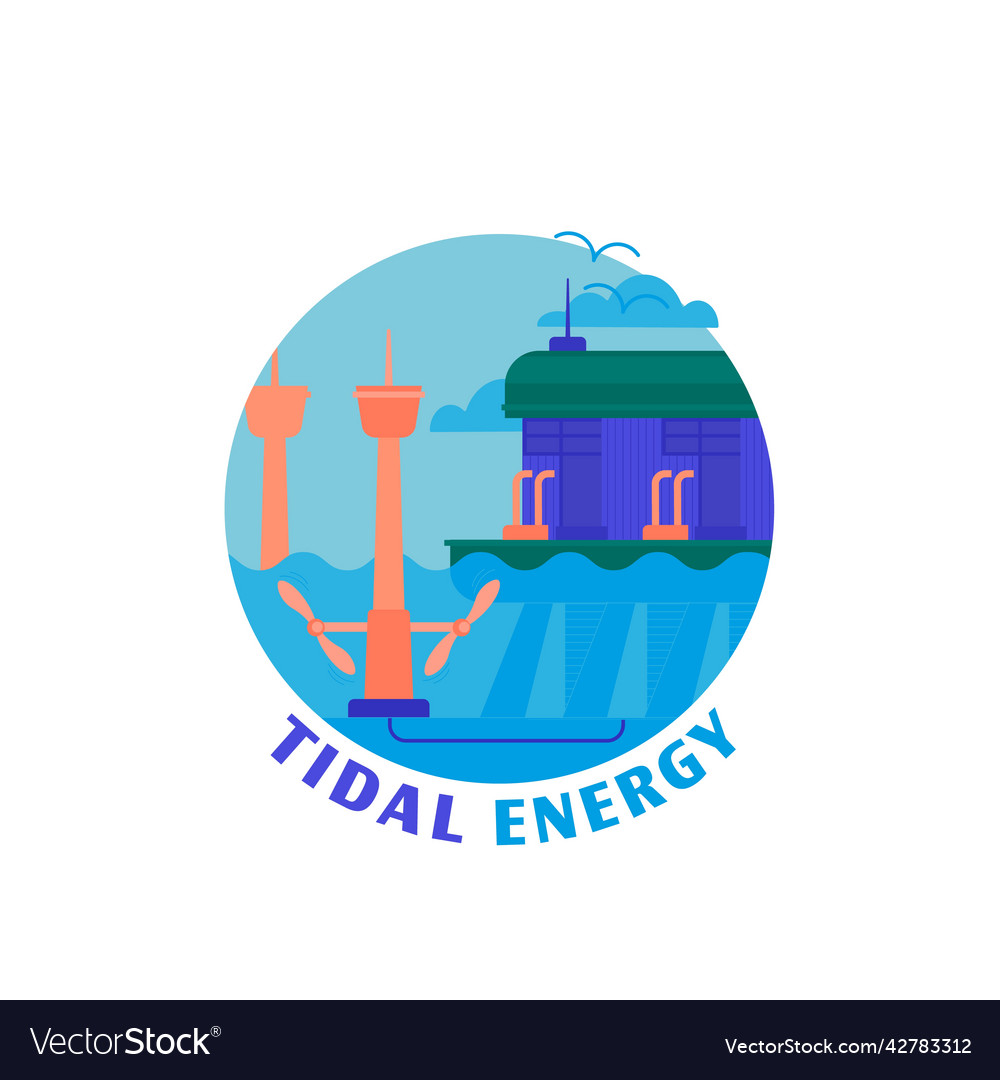 Tidal energy power station icon editable Vector Image