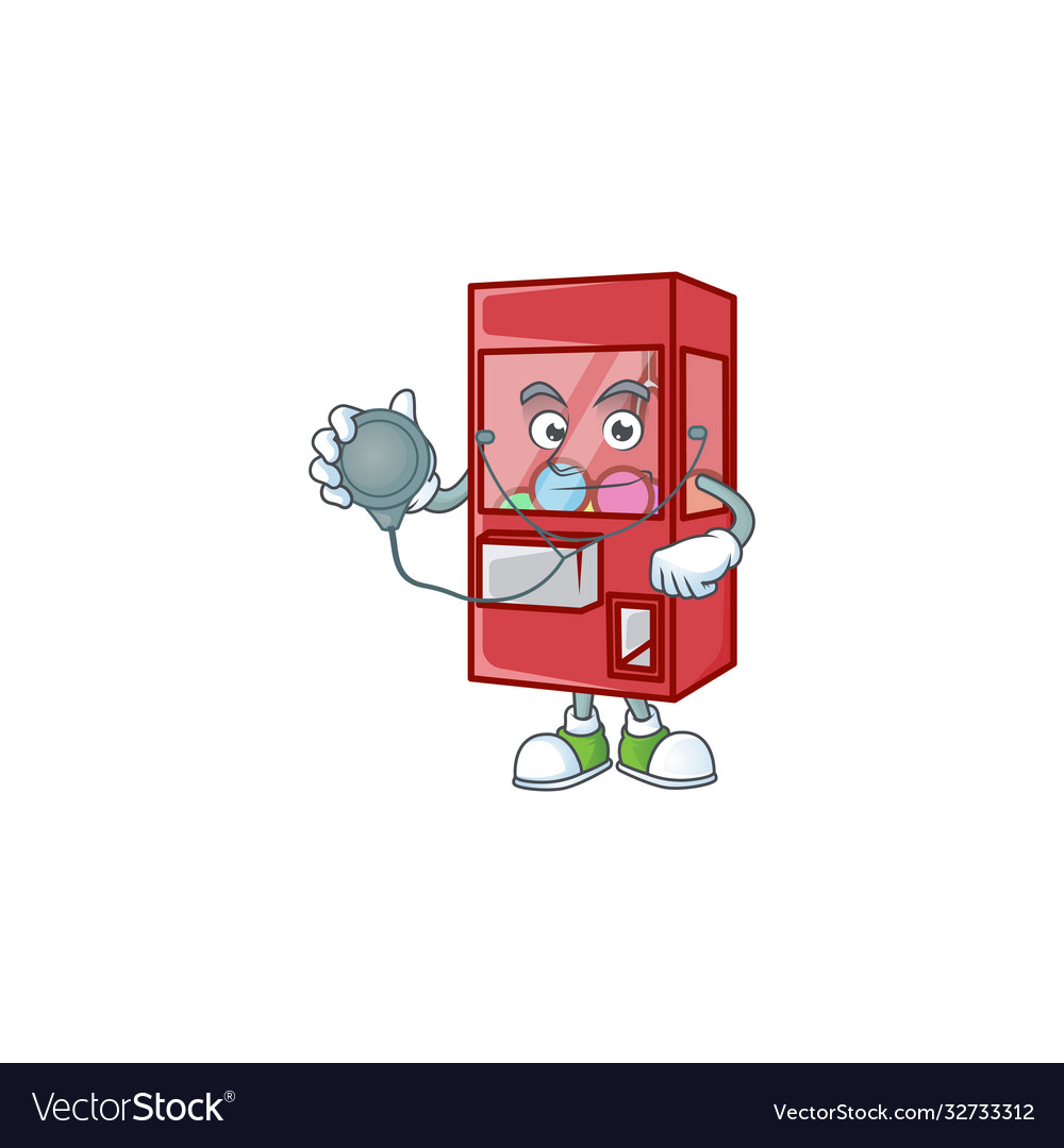 Toy claw machine mascot icon design as a doctor