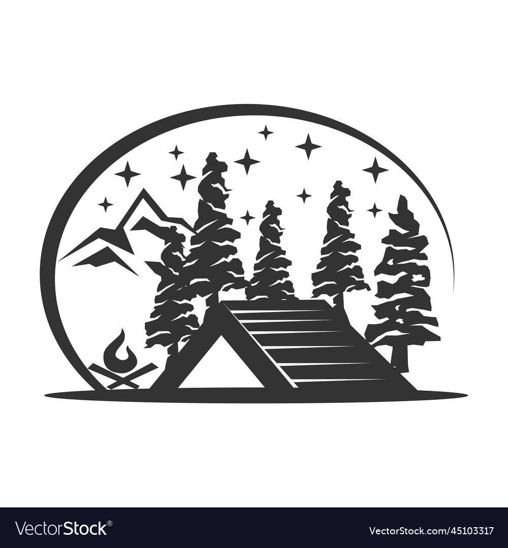 Camping logo tent mountain cedar icon brand