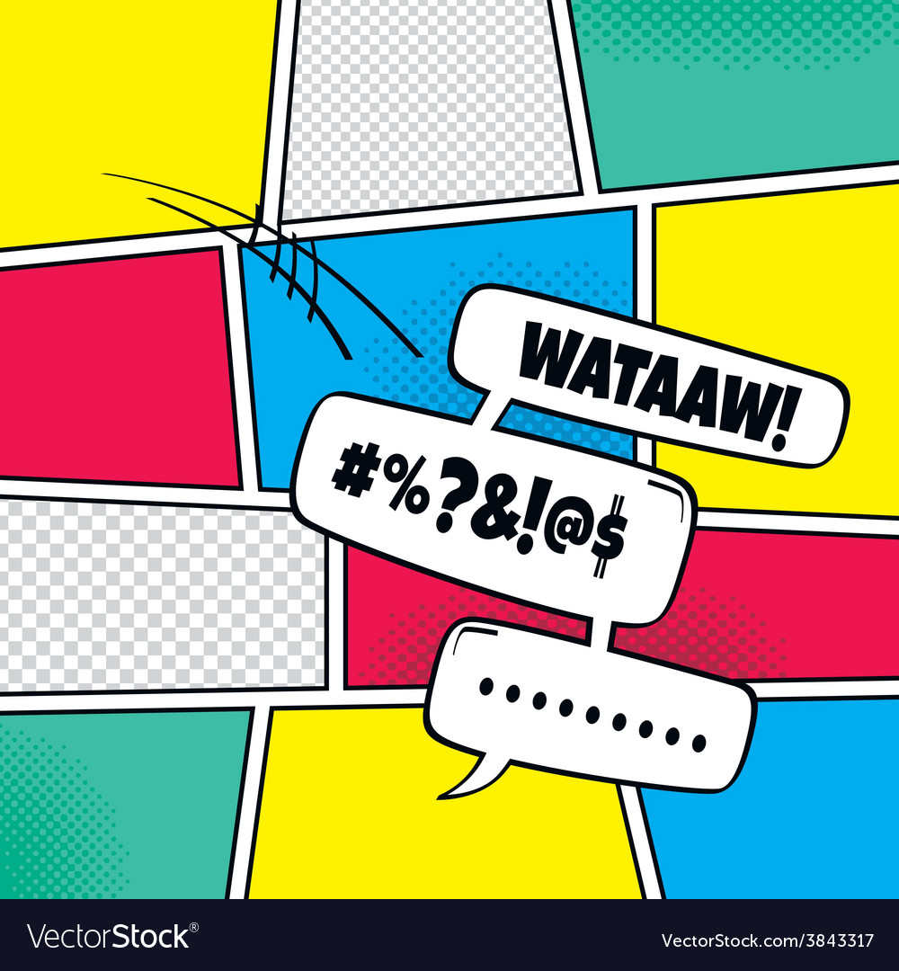 Comic template element with speech bubble halftone