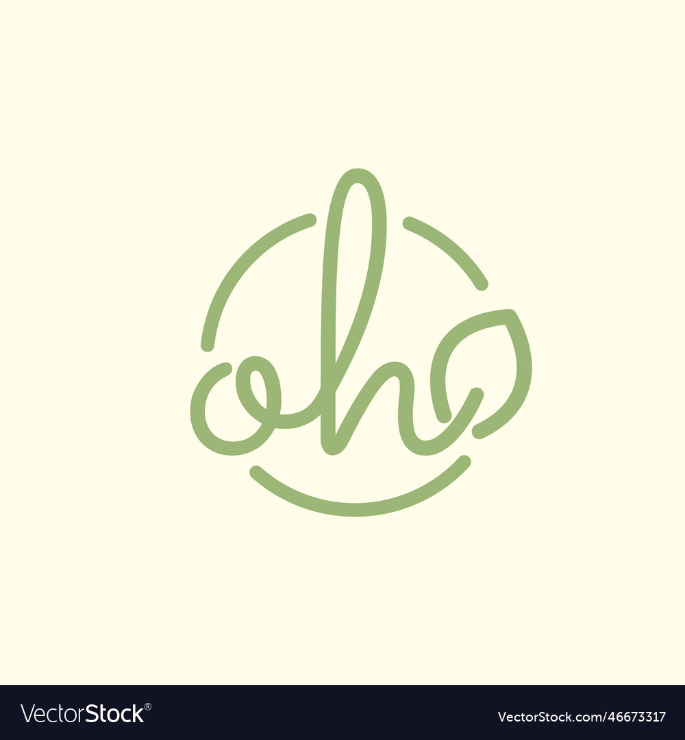 Letter oh line art leaf plant feminine botanical