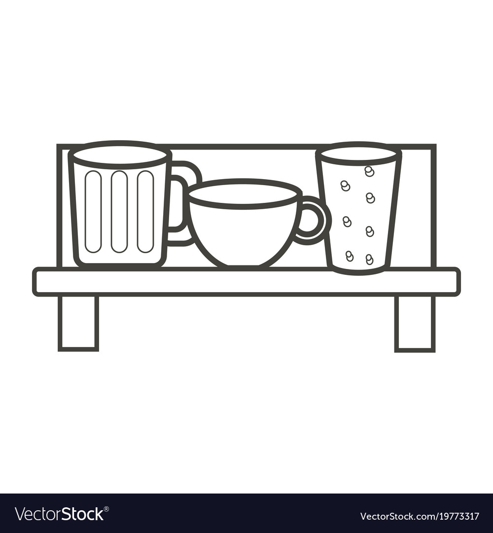 Shelf with kitchen utensils Royalty Free Vector Image