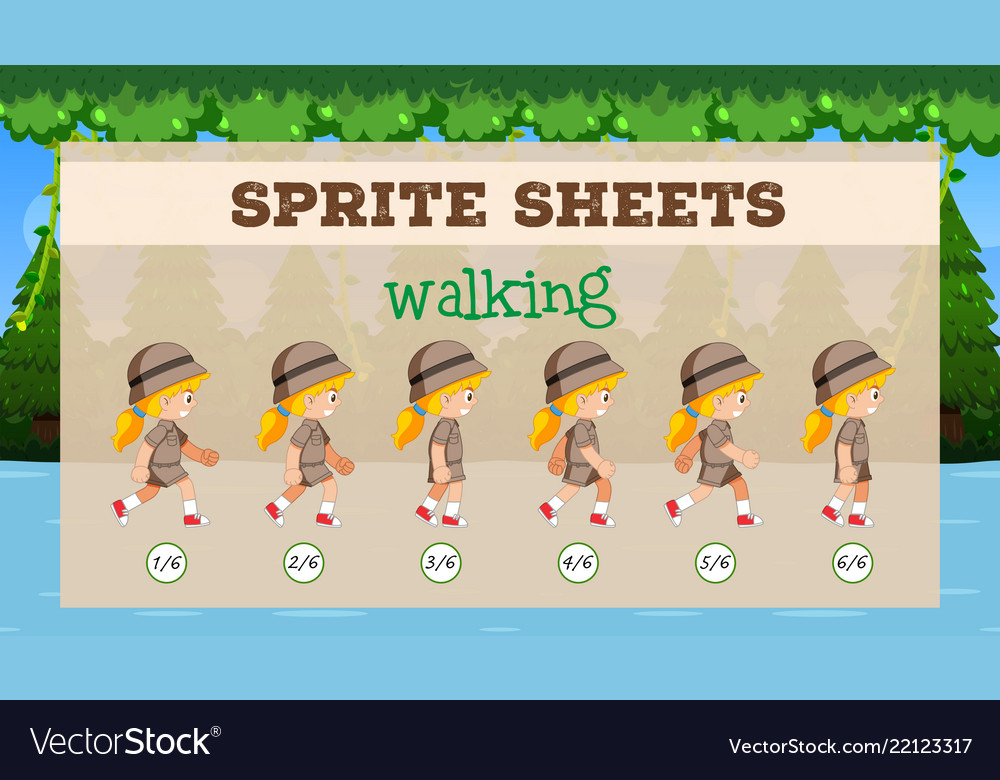 Sprite sheet girl walking Royalty Free Vector Image