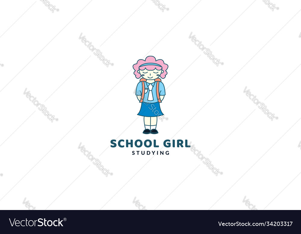 Woman or girl female go to school cute logo