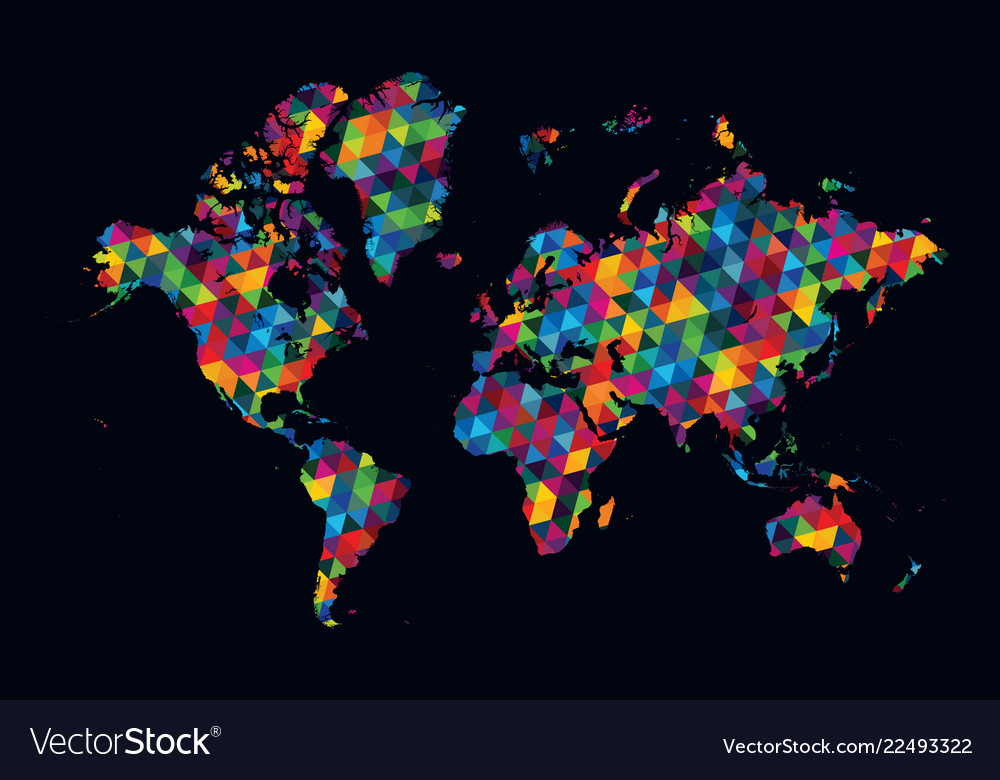 Decorative world map modern geometric pattern Vector Image