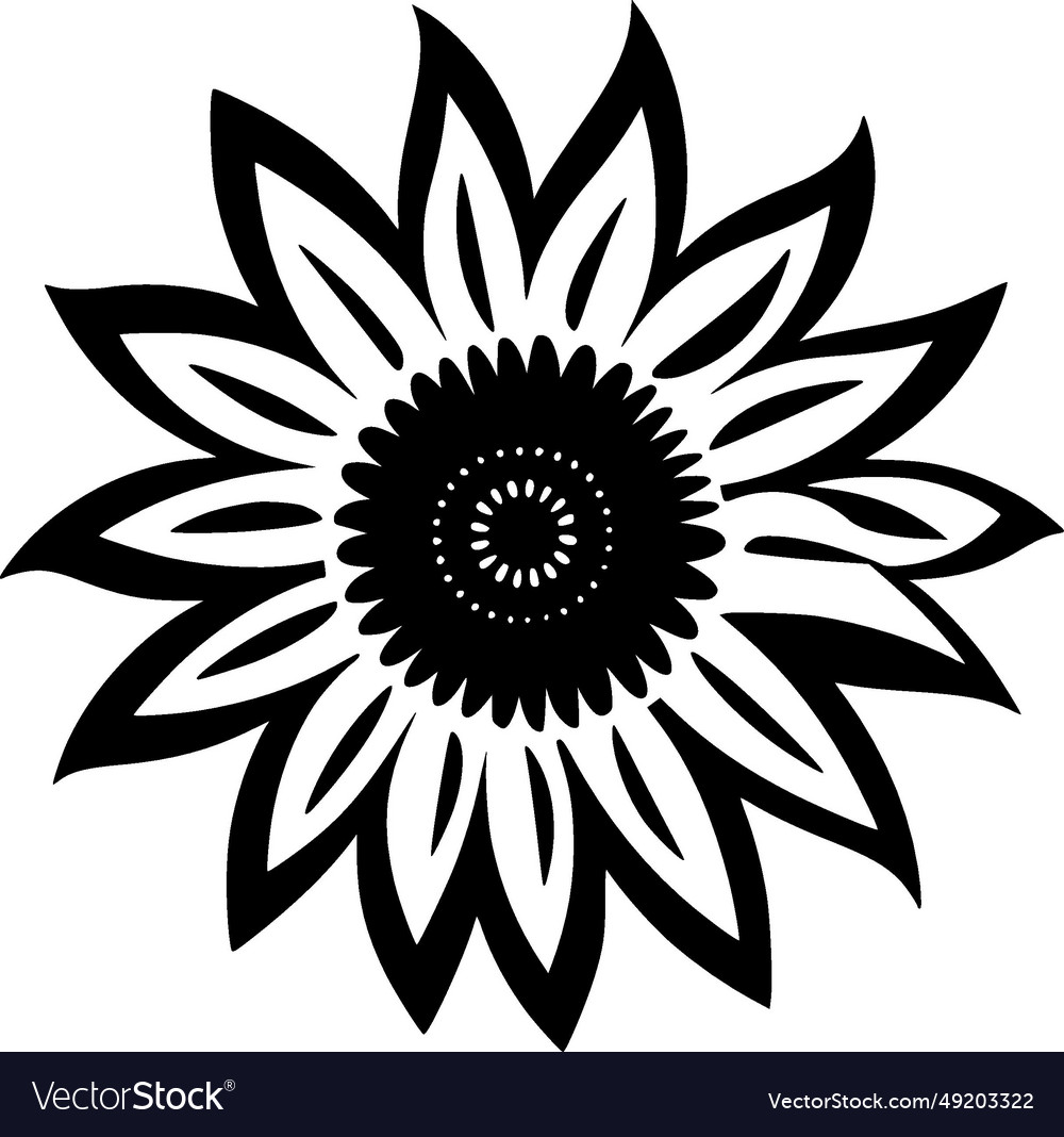 Flower - Black And White Royalty Free Vector Image