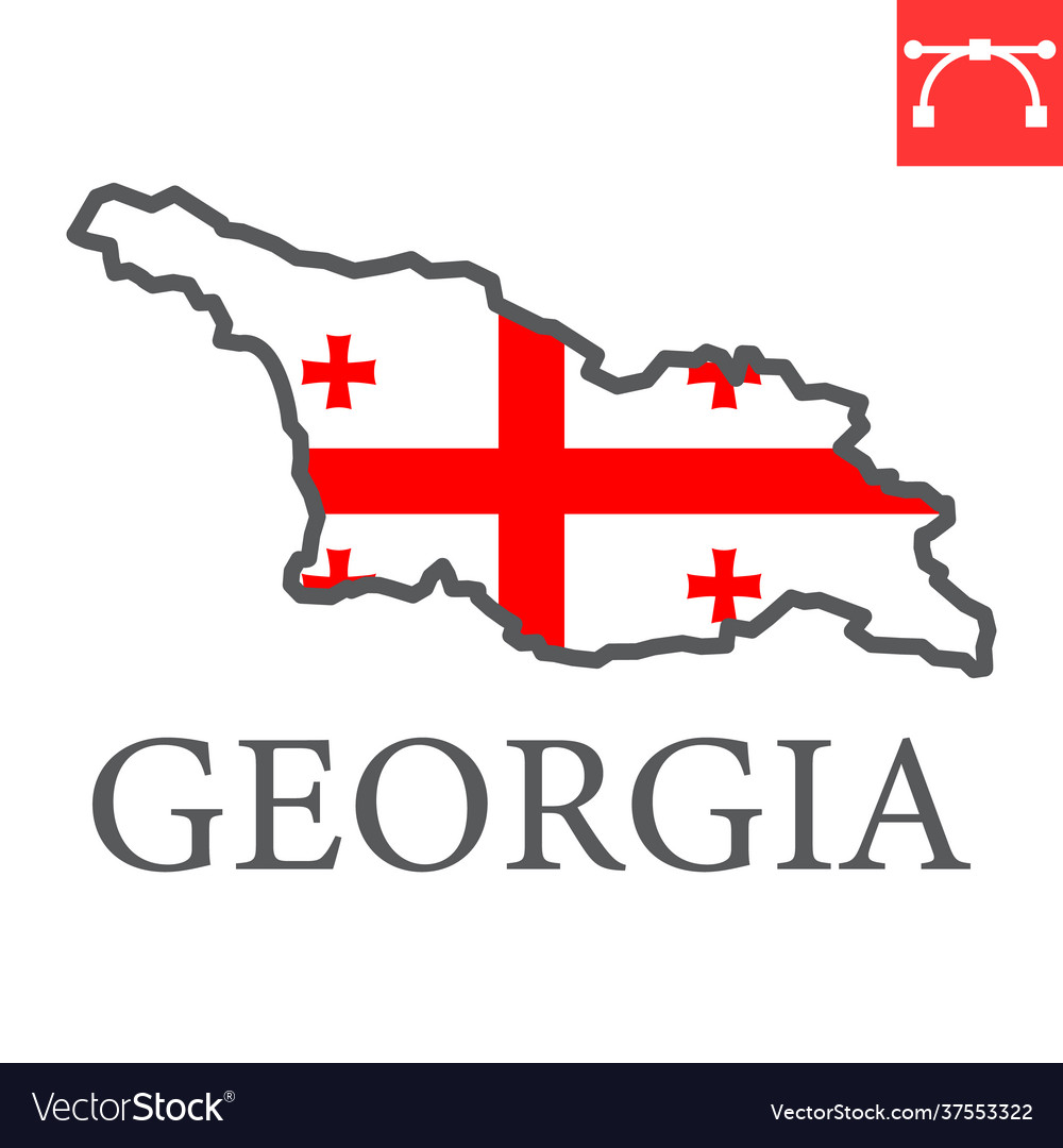 Map georgia flag color line icon