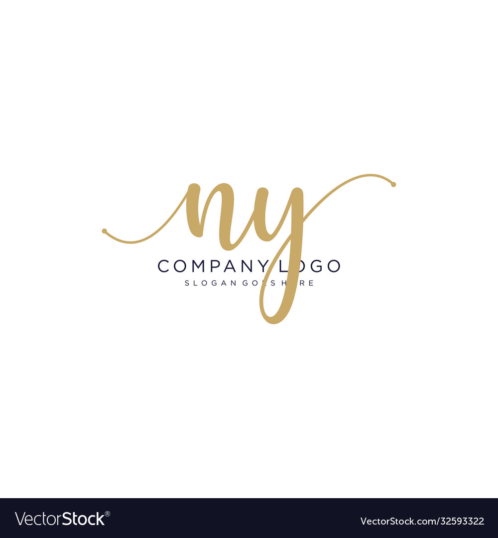 Ny initial handwriting logo design Royalty Free Vector Image