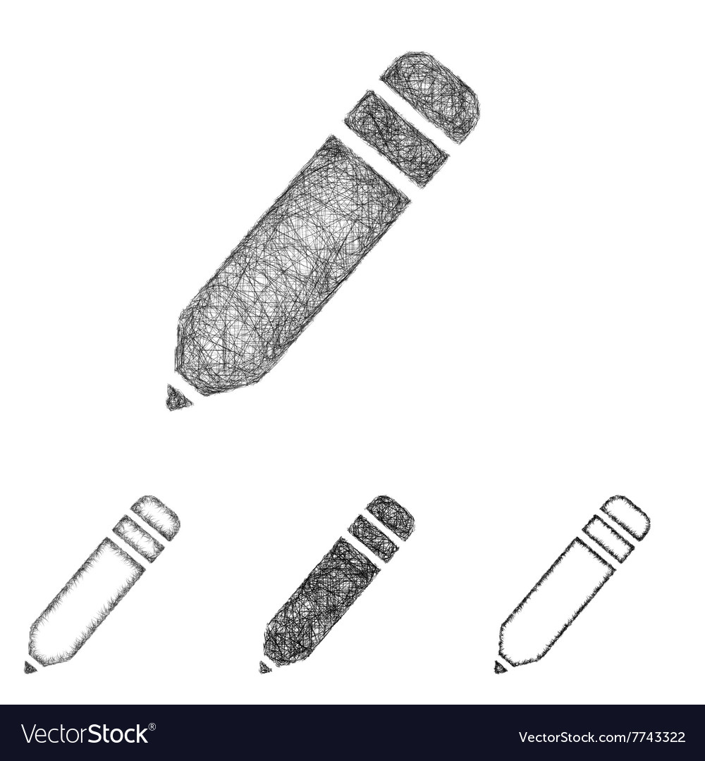 Pencil Icon Set Sketch Line Art Royalty Free Vector Image Pencil Icon Set Sketch Line Art Royalty Free Vector Image