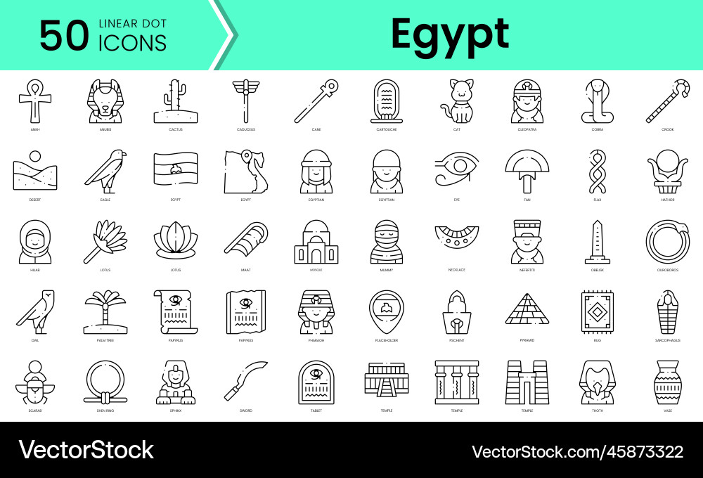 Set of egypt icons line art style bundle Vector Image