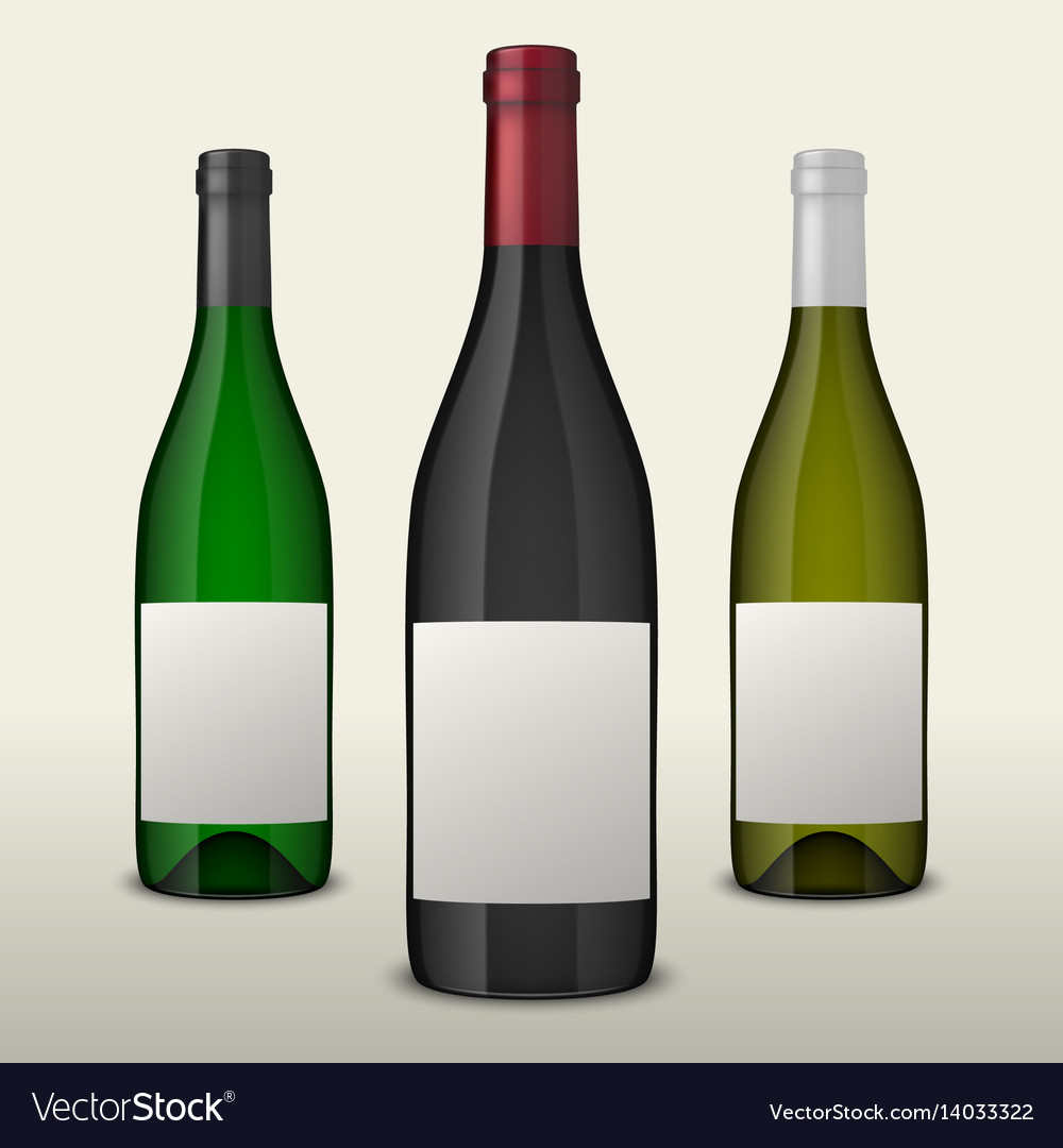 Set three realistic wine bottles Royalty Free Vector Image