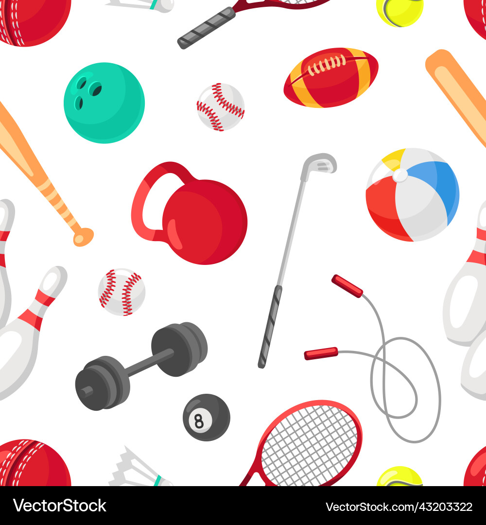 Sport equipment and tools seamless pattern Vector Image