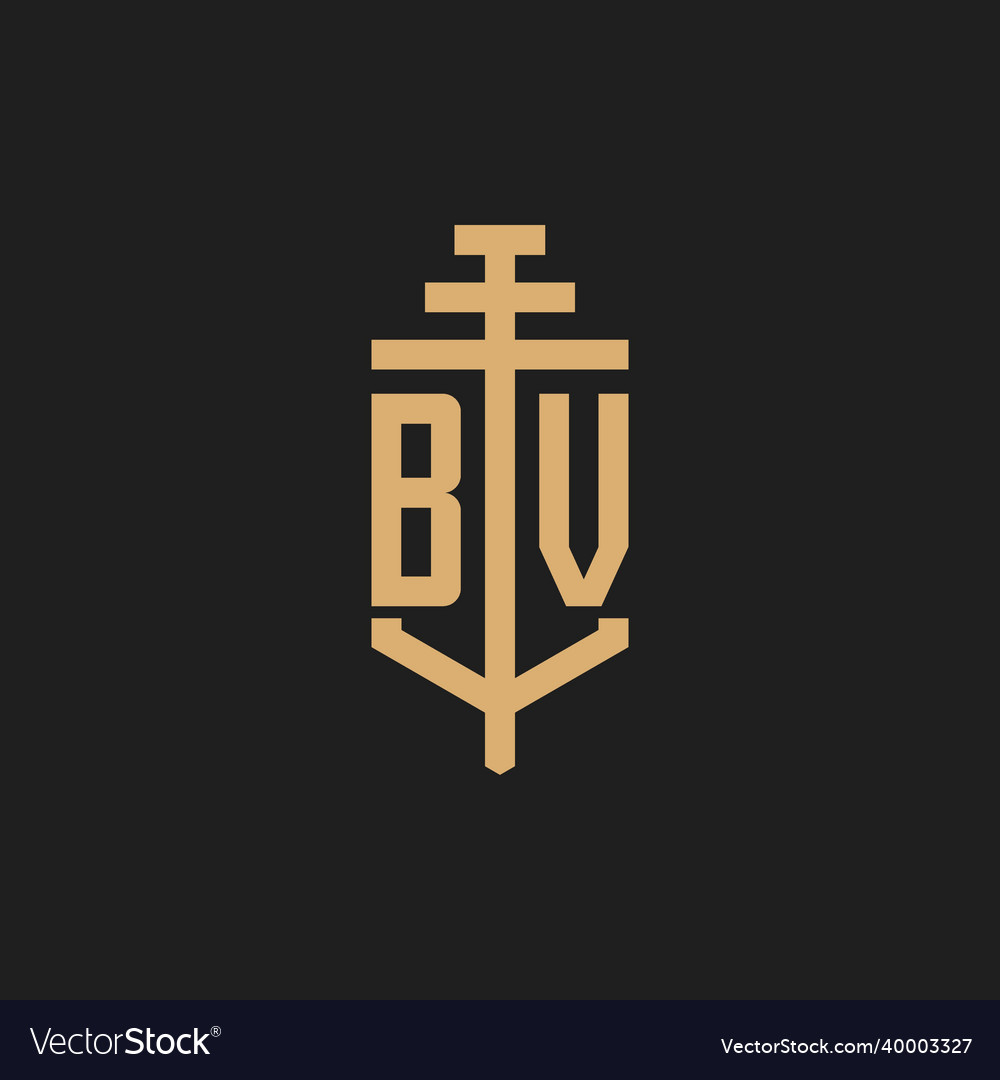 Bv initial logo monogram with pillar icon design