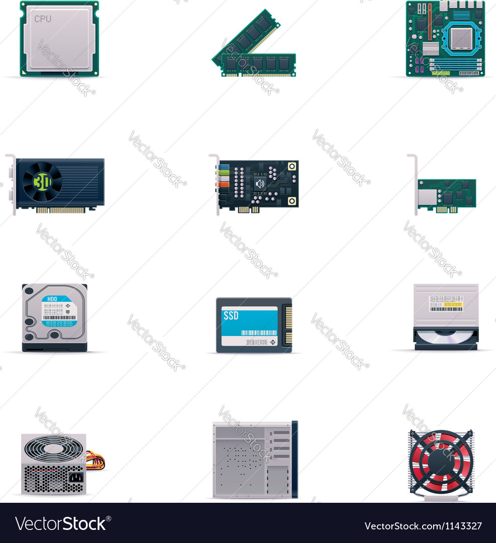 Computer parts Royalty Free Vector Image - VectorStock