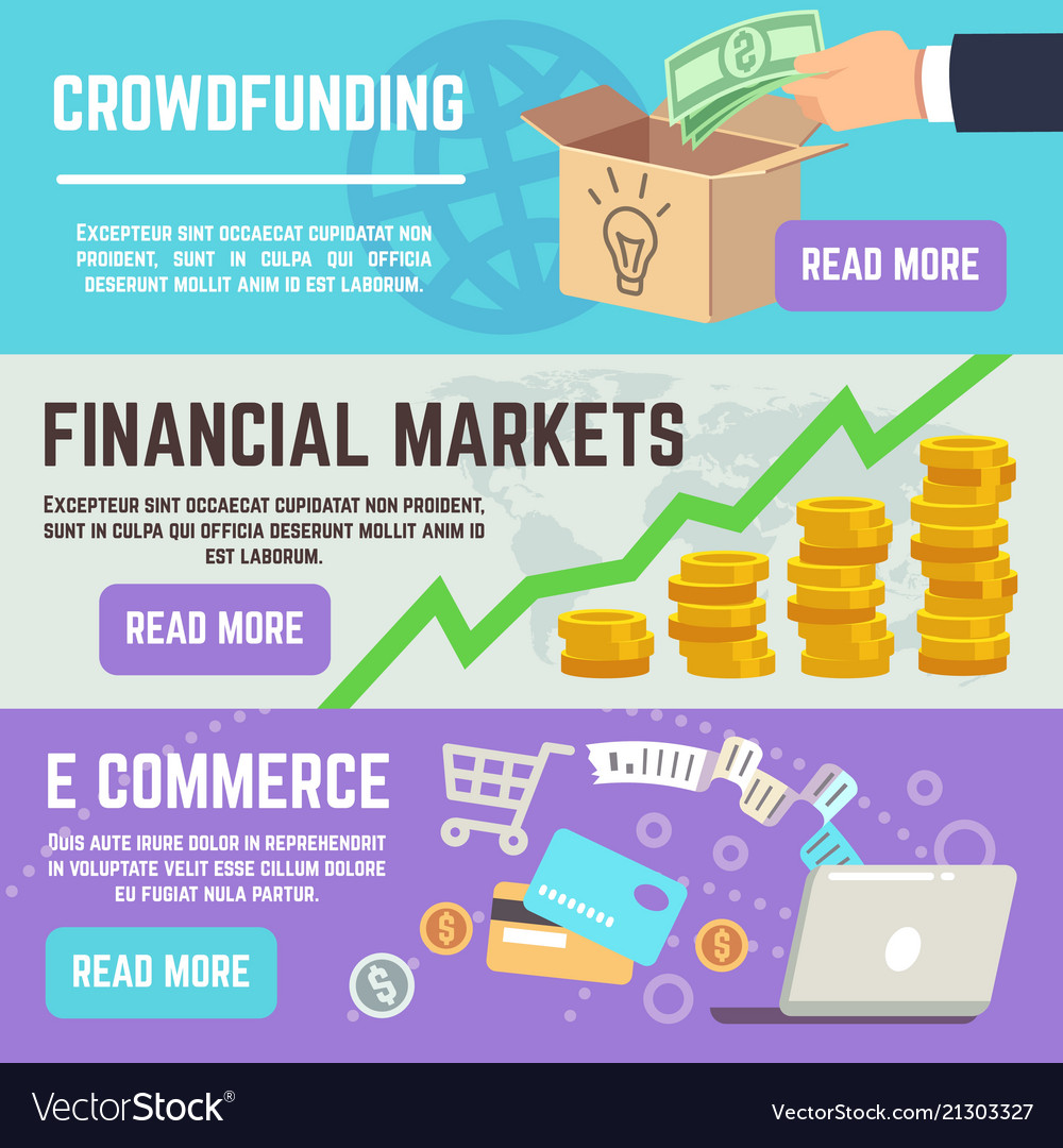 Crowdfunding Banners Business Banking E Commerce Vector Image