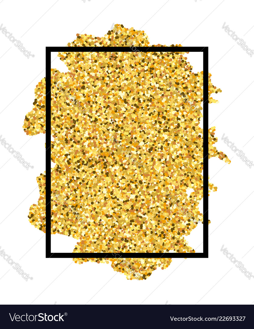 Gold Brush Stroke In Black Frame Isolated White