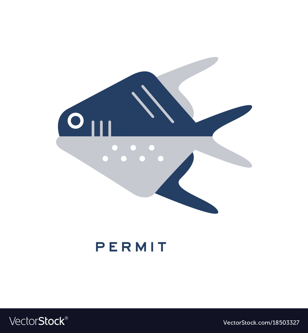 Permit sea fish geometric flat style design Vector Image