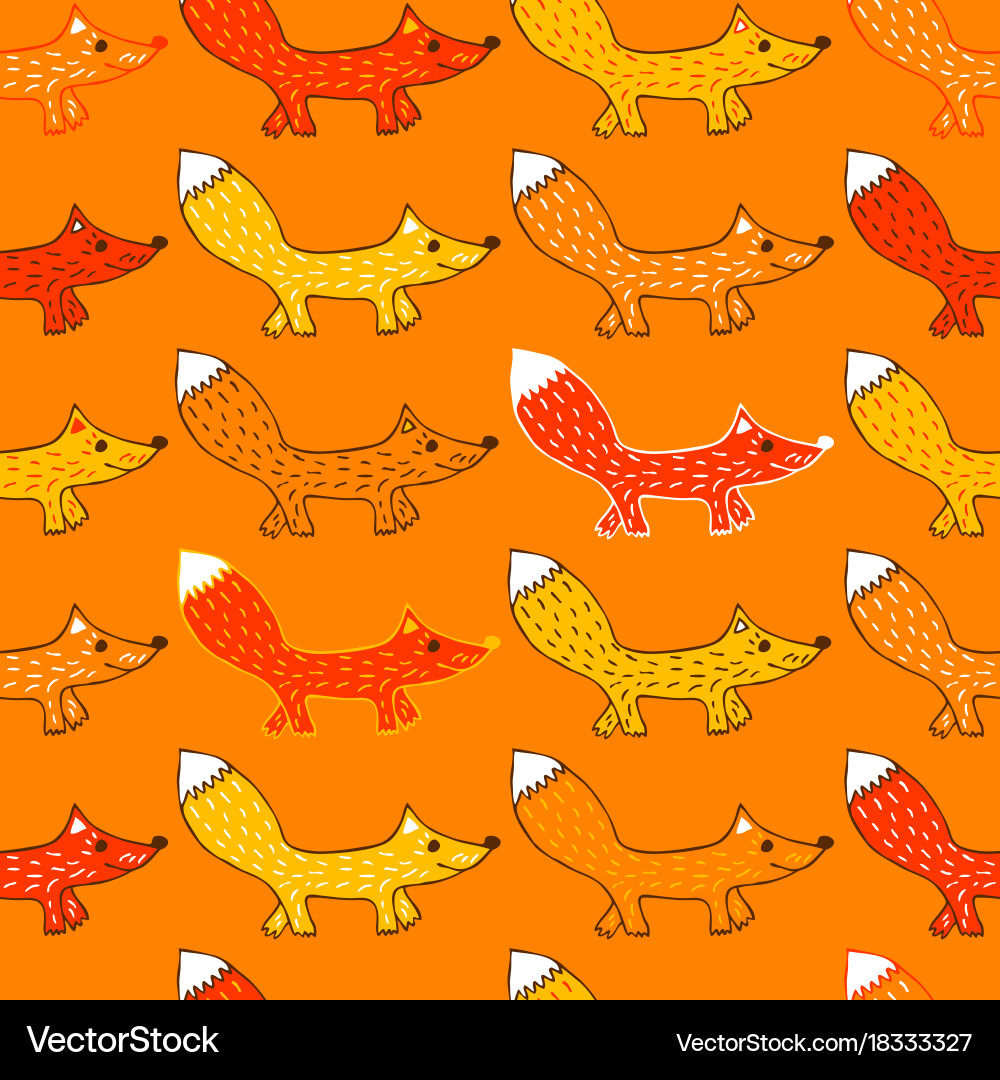 Seamless pattern with foxes Royalty Free Vector Image