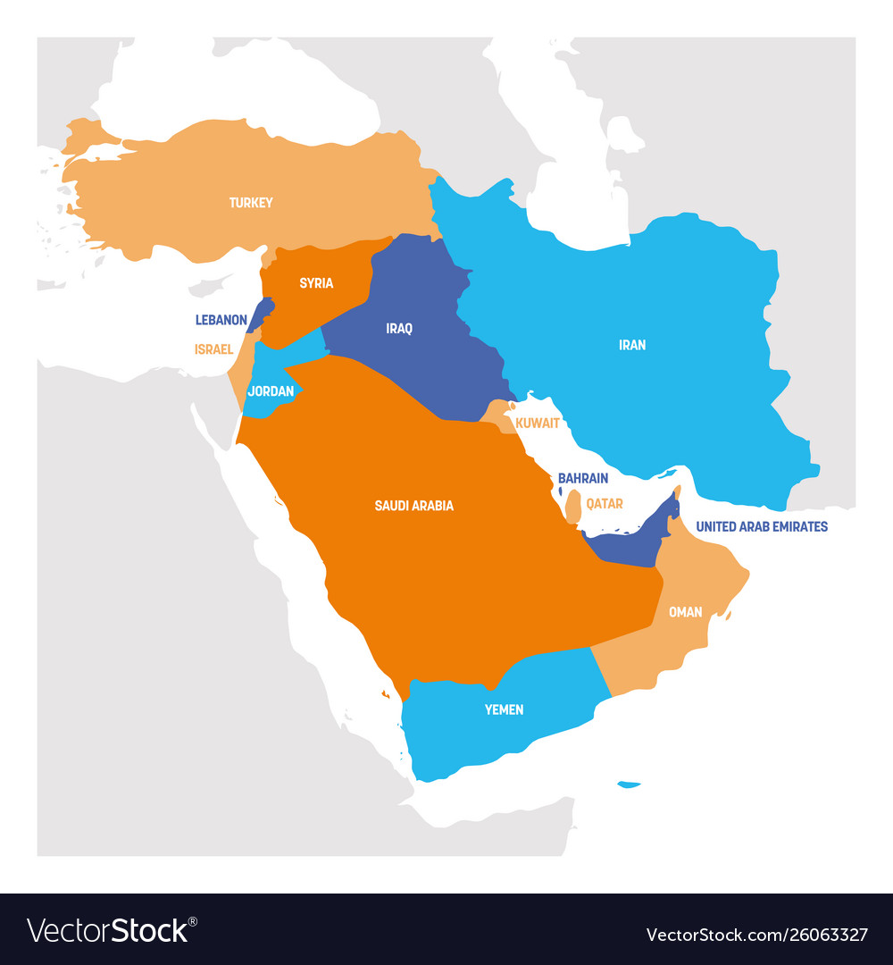 West asia region map countries in western