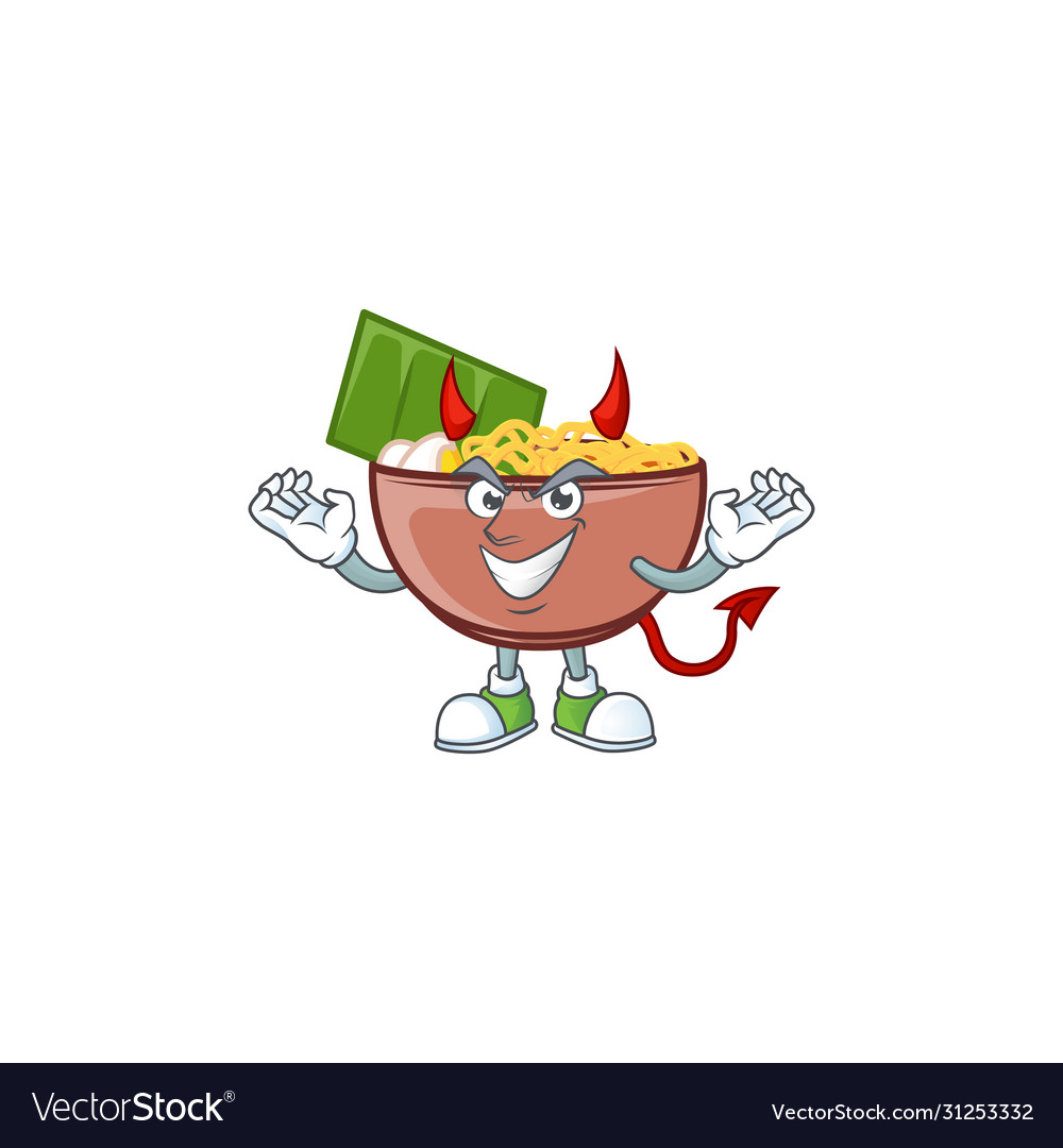 Devil bowl noodle cartoon character design Vector Image