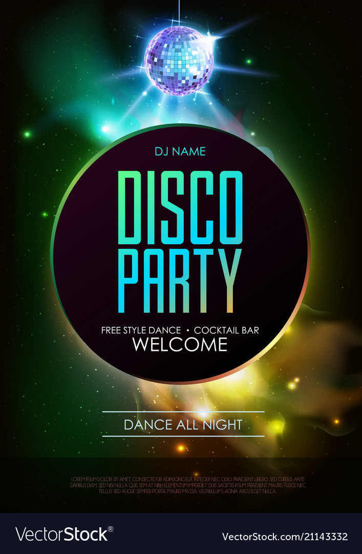 Disco ball background party poster Royalty Free Vector Image