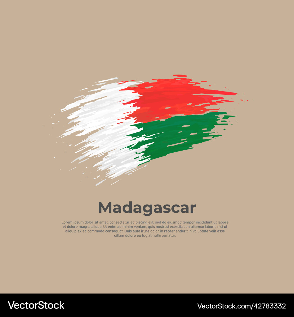 Madagascar Flag Brush Strokes Painted Royalty Free Vector