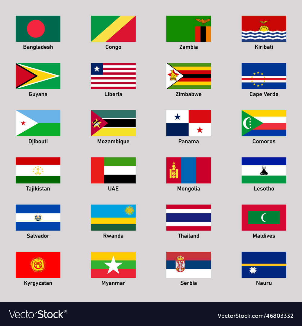 Set of flags different regions countries Vector Image