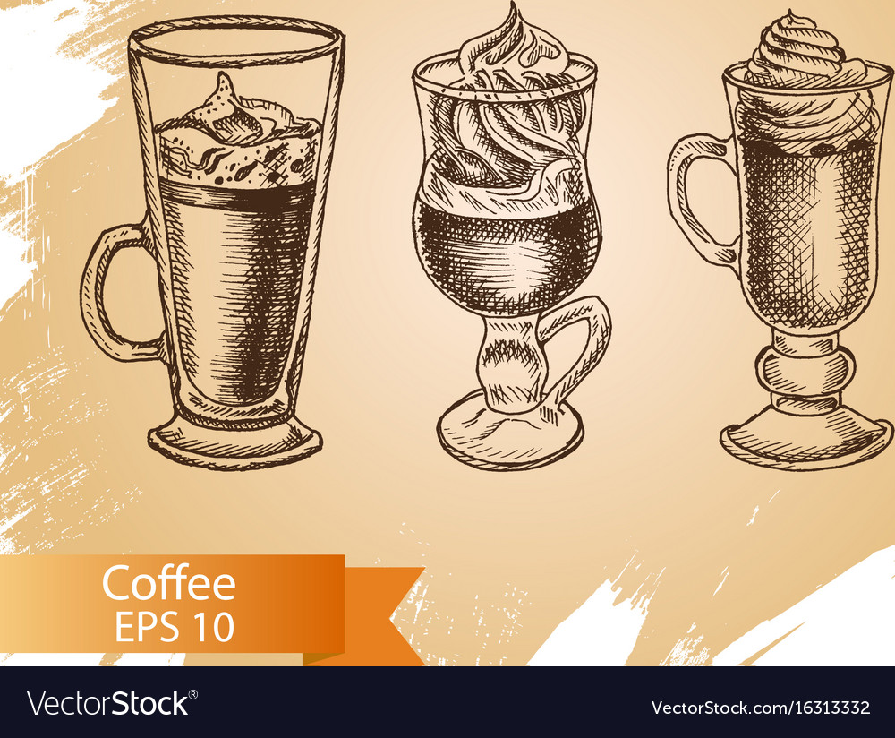 Sketch - coffee Royalty Free Vector Image - VectorStock