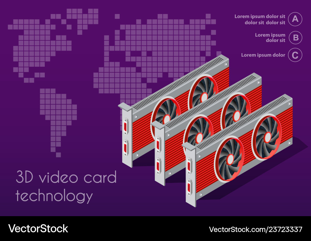 3d isometric video graphic card Royalty Free Vector Image