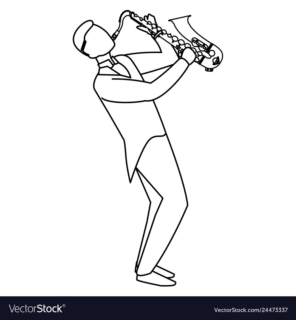 Black musician jazz playing saxophone character