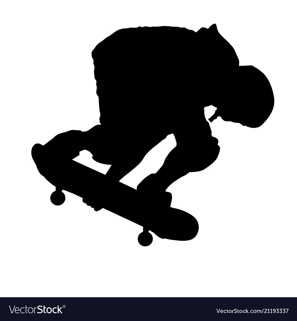 Black Silhouette Of An Athlete Skateboarder Vector Image