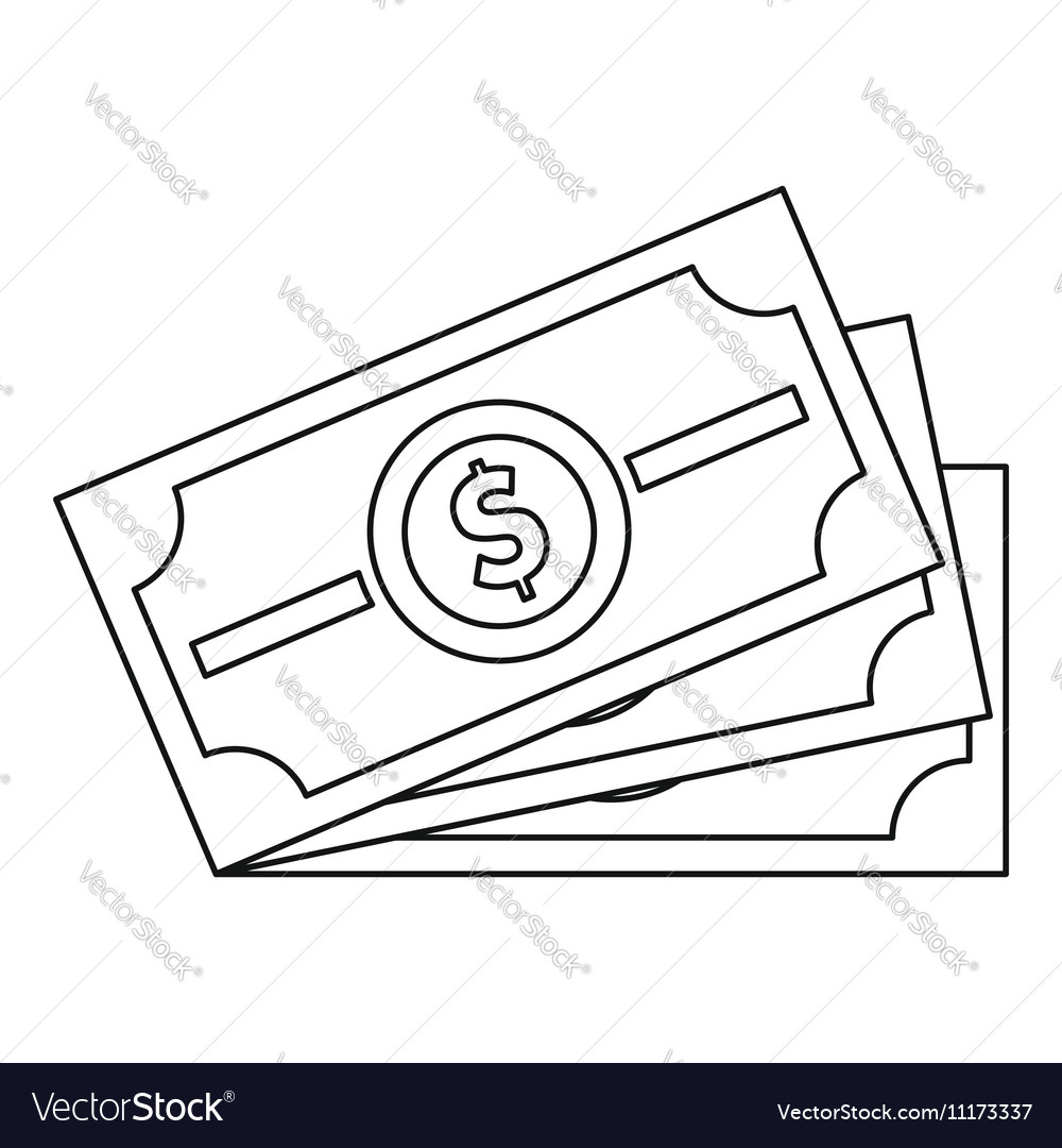 Dollar banknotes icon outline style Royalty Free Vector