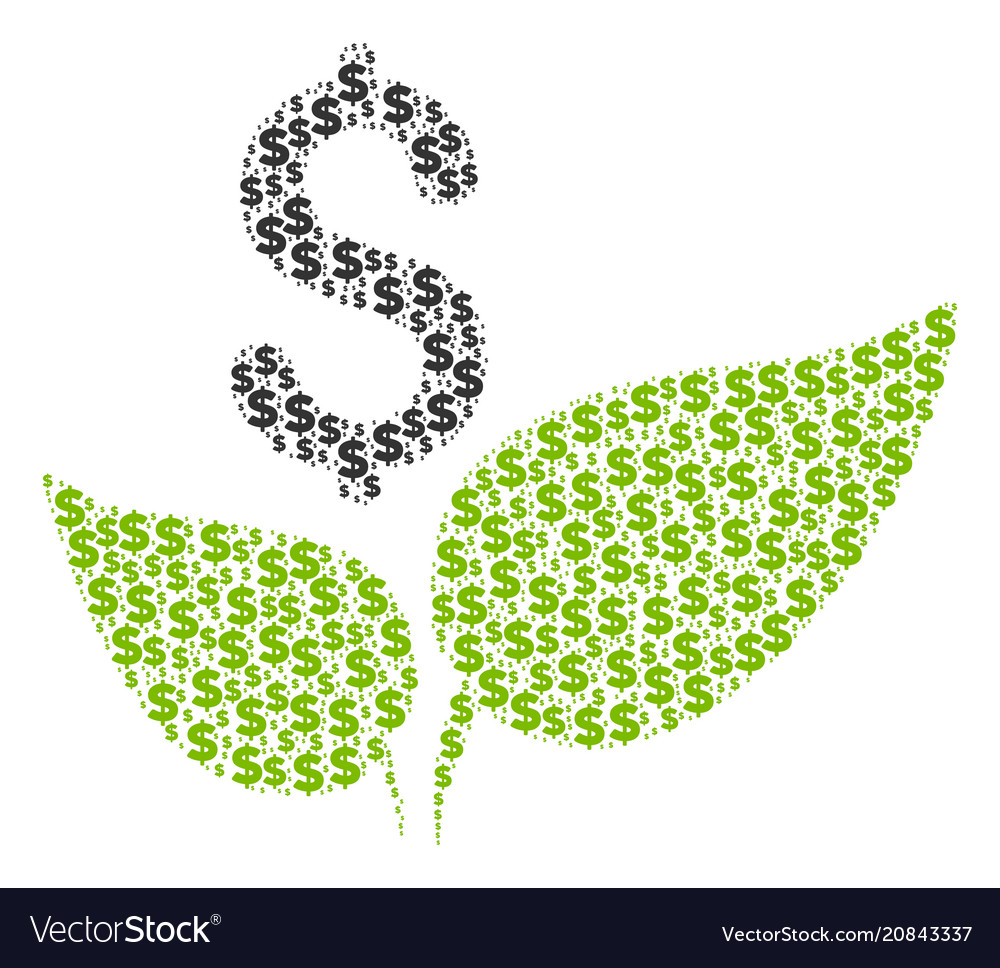 Eco startup composition of dollar and dots