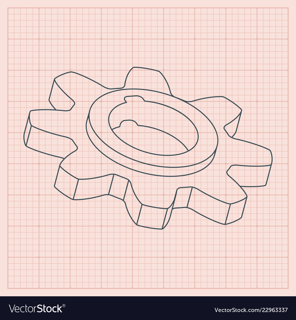 Gear wheel on beige lined paper