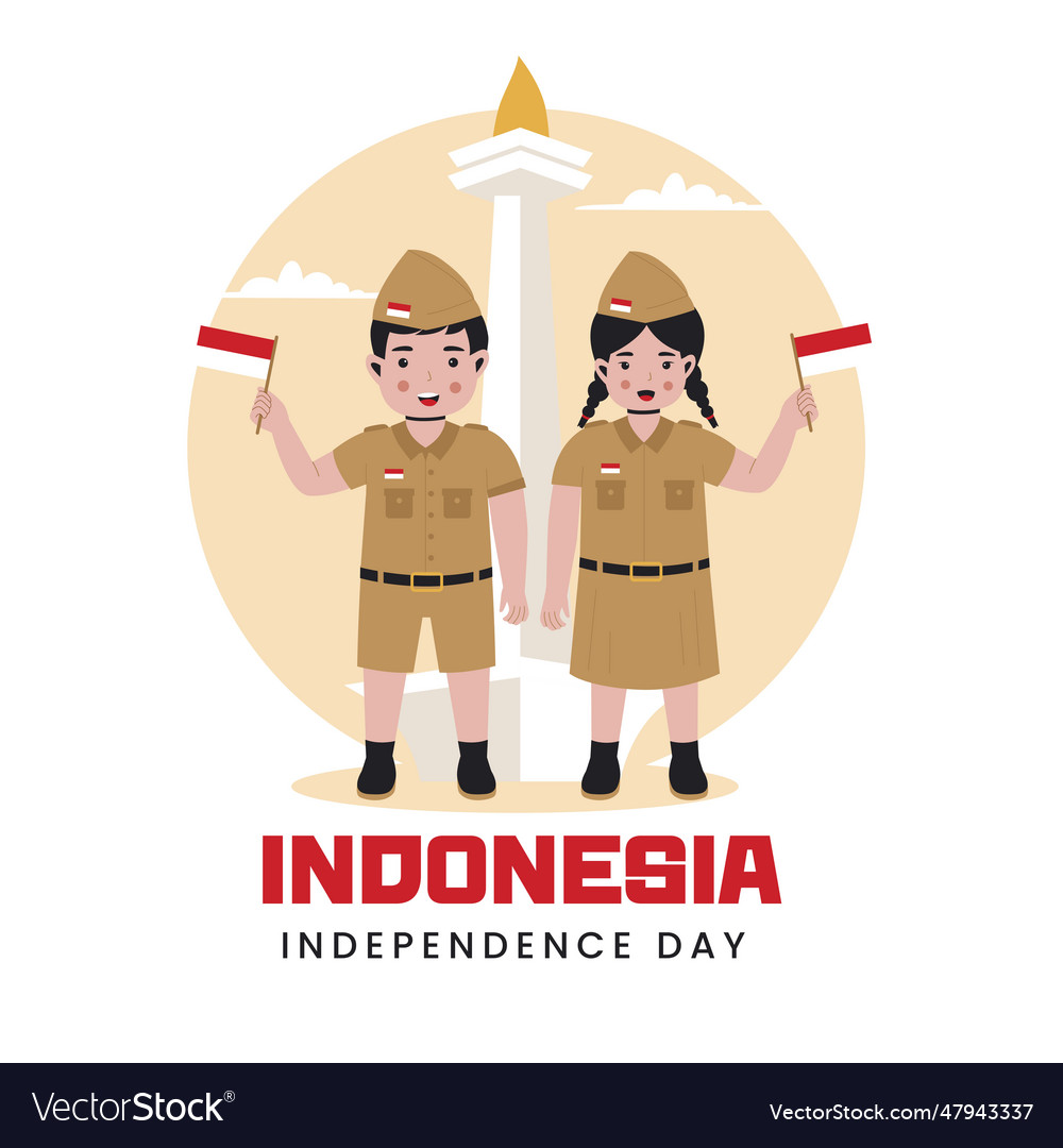 Kids holding a flag and celebrate indonesia