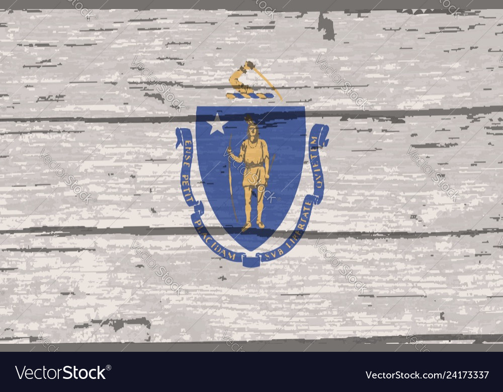 Massachusetts Staatsflag auf altem Holz