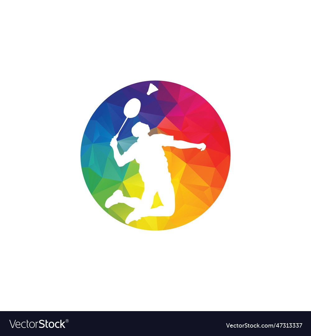 Modern passionate badminton player in action logo Vector Image