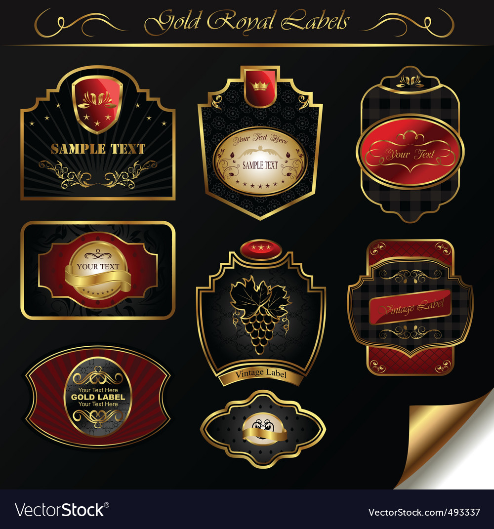 Set black gold framed labels Royalty Free Vector Image