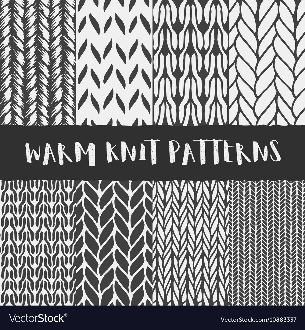 Set of 8 decorative knit seamless patterns