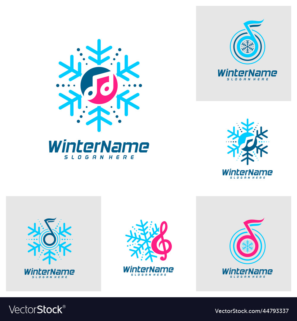 Set of winter music logo template