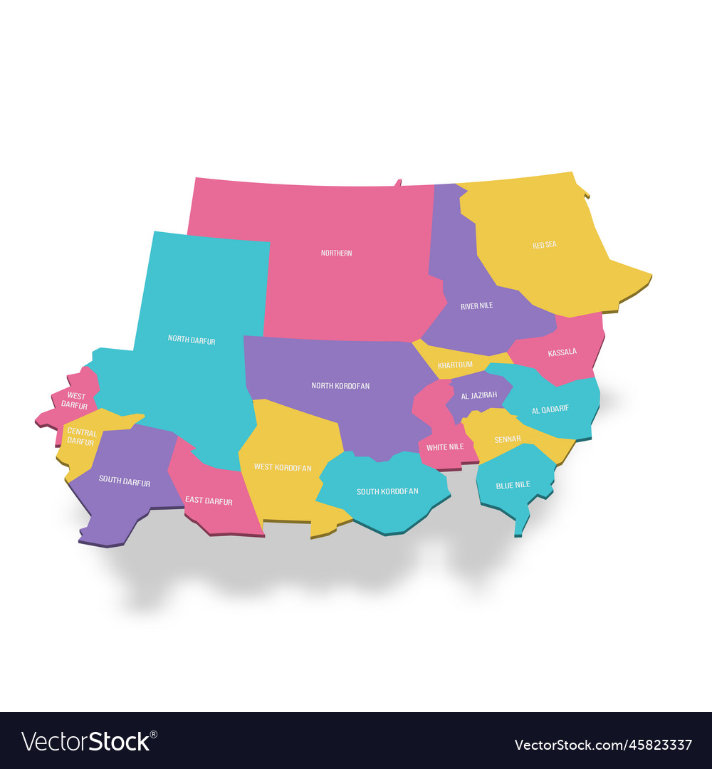 Sudan political map of administrative divisions Vector Image