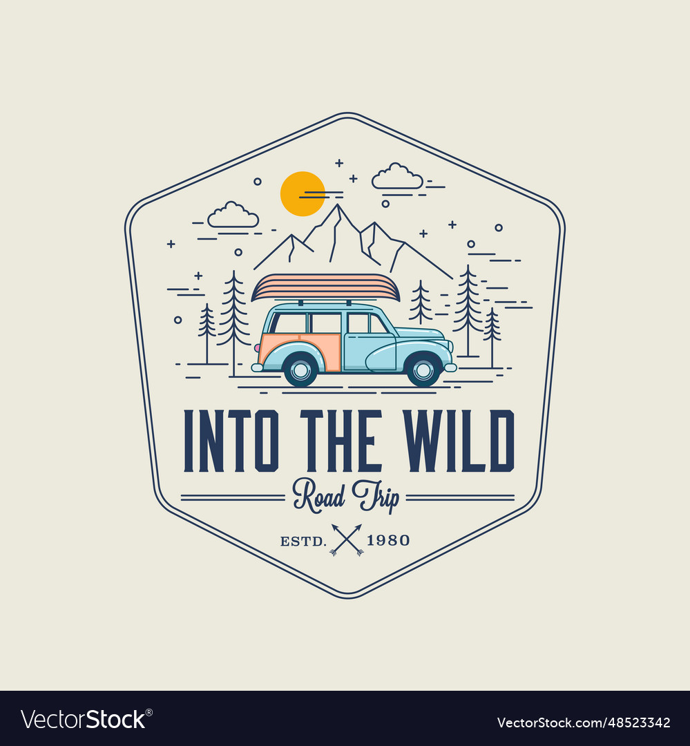 Adventure outdoor road trip badge or label