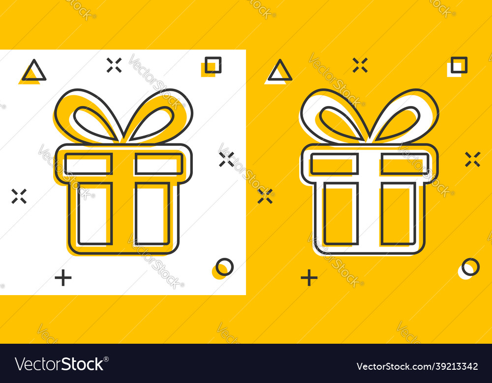 Gift box icon in comic style present package