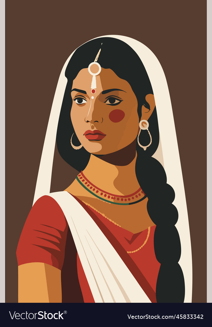 Indian woman in traditional costume flat style Vector Image