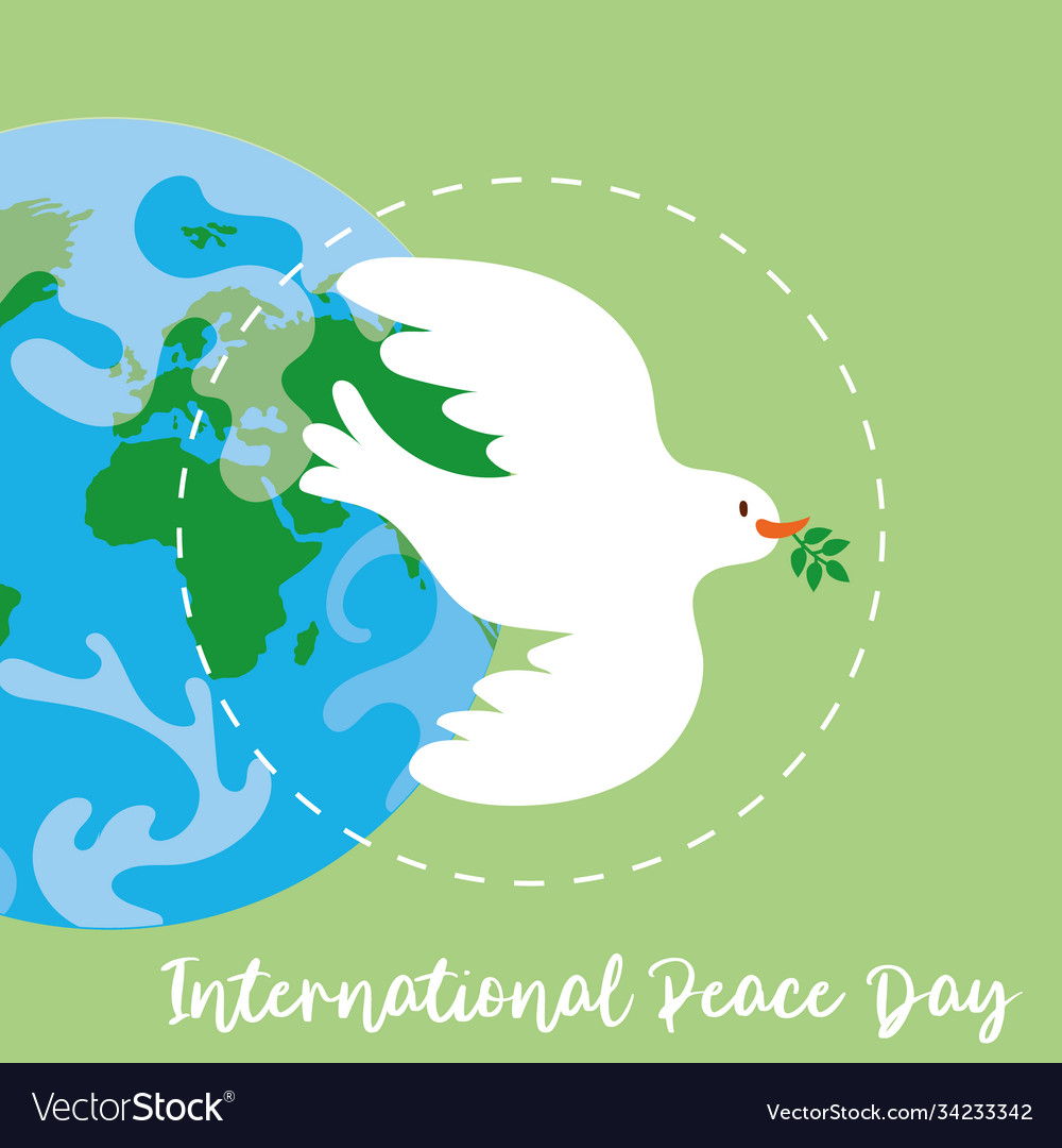 International day peace lettering with dove Vector Image