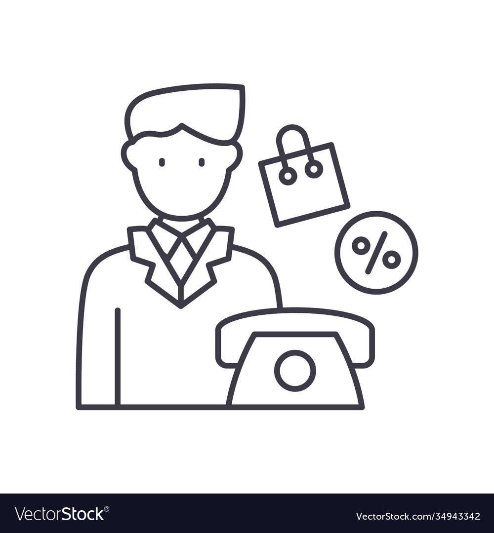 Sale assistant icon linear isolated